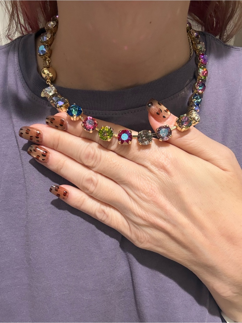 Multicolor Austrian Crystal Necklace 18โ